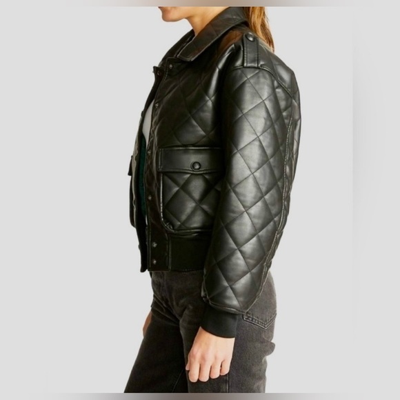 Rebecca Minkoff Jackets & Blazers - Rebecca Minkoff Diamond Quilted Faux Leather Bomber Jacket
